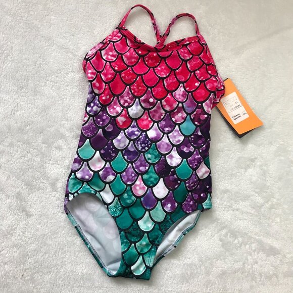 Honisen Mermaid One Piece Bathing Suit Girls 6/6X (120-130CM) Multicolored NEW - Picture 8 of 8